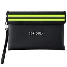 Black Small Fireproof Document Bag Zipper 4200F 8 Layers Fits 11x7.8 Inch