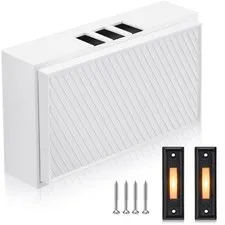 Saillong Wired Doorbell Chime with 2 Lighted Push Black, White, Yellow 