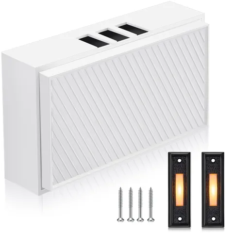 Saillong Wired Doorbell Chime with 2 Lighted Push Black, White, Yellow 
