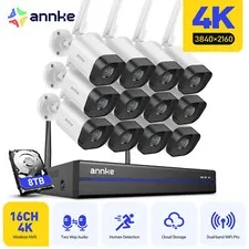 ANNKE 4K 16CH NVR Wireless 8MP WIFI Security IP Camera System Two Way Audio AI