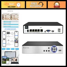 4K Network Video Recorder for Security Cameras, 4CH PoE, Face Detection, 24/7 Re