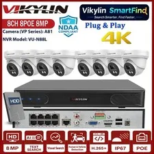 Vikylin Smartfind 8CH 8POE NVR 4K 8MP Security Camera Systems IP Camera POE Lot
