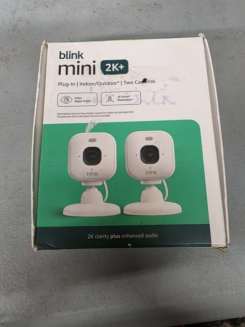 Blink Mini 2K+ Plug-In HD Smart Security Camera - Indoor/outdoor Pack of 2 White