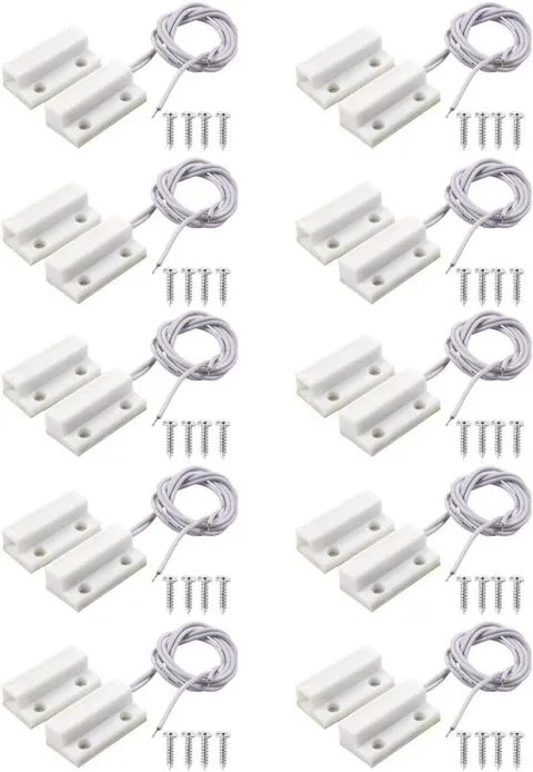 MC-38 Surface Mount Wired NC Door Sensor Alarm Magnetic Reed Switch White 10 Pai