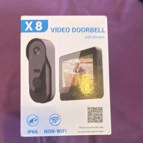 X8 Video Doorbell Monitor, Built-in Microphone, Night Vision, IP66 Battery video