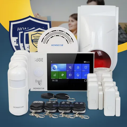 HOMSECUR Wireless WIFI 4G RFID Burglar Intruder Alarm System+4*PIR+Door Sensor