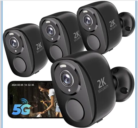 Rraycom 4Pack 5G/2.4G Security Cameras Wireless Outdoor 2K Battery Powered AI