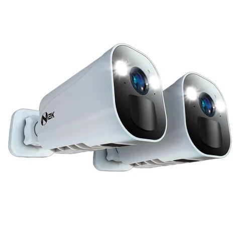 Wire Free 2K HD Indoor/Outdoor Deterrence Cameras with 2-Way Audio (2-Pack)