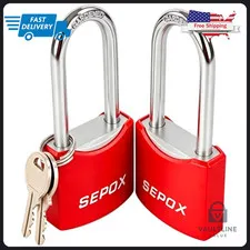 2 Pack SEPOX Keyed Alike Steel Padlocks - Weatherproof Security Locks