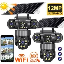 12MP 4K Energía Solar Wifi Inalambrico Camara De Seguridad Domestica Pan/Tilt
