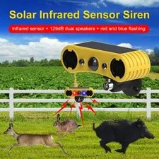 Solar Motion Sensor Security Alarm Voice And Siren Light Warning Outdoor Farm