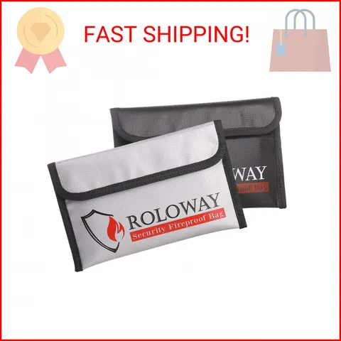 ROLOWAY Small Fireproof Bag (5 x 8 inches), Non-itchy Fireproof Money Bag for Ca