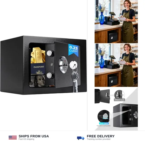Small Safe Box for Home, Wall Safes 0.23 Cubic Feet, Heavy Duty Steel Safety ...