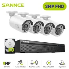 SANNCE 4K 8CH NVR 3MP POE Security IP Camera System Two Way Audio Recording 1TB