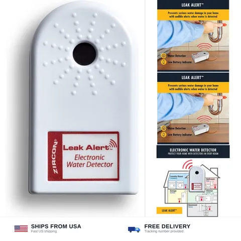Zircon Leak Alert Electronic Water Leak Detector & Flood Sensor Alarm with 90...