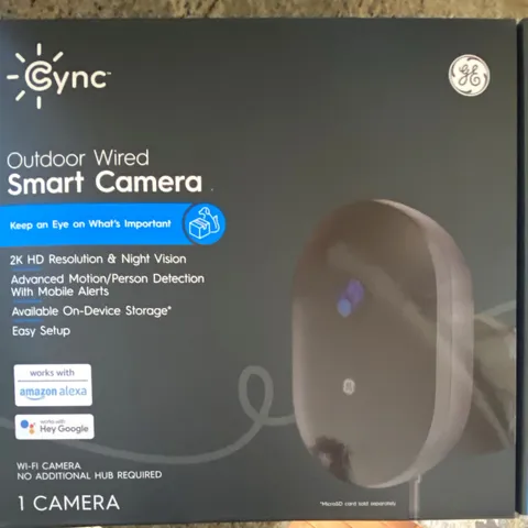 GE Cync 2K Outdoor Wired Wi‑Fi Smart Camera Night Vision Motion/Person 1