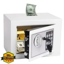 MAESTON Mini Safe Box Digital Keypad White 0.23 Cu Ft