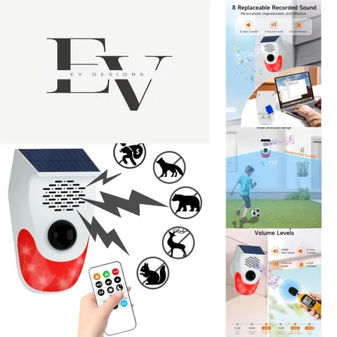 Custom Voice Solar Motion Alarm & Strobe Lights - Ideal for Home & Farm Safety
