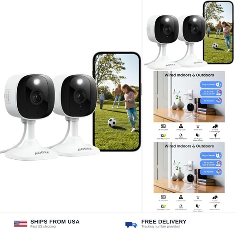 AOQEE 2K Cameras for Home Security, Indoor/Outdoor, Full Color, C1 2Pack | 2....