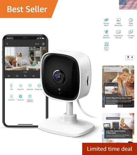 1080P Indoor Security Camera with Two-Way Audio & Night Vision, Works with Alexa