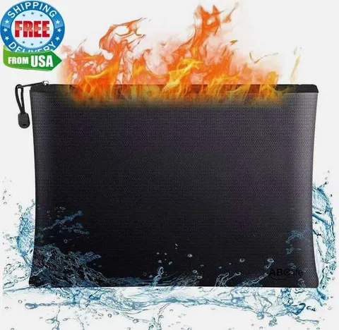 2000℉ Fire Proof money Bag Fireproof Document Pouch Waterproof Safe Cash Lock US