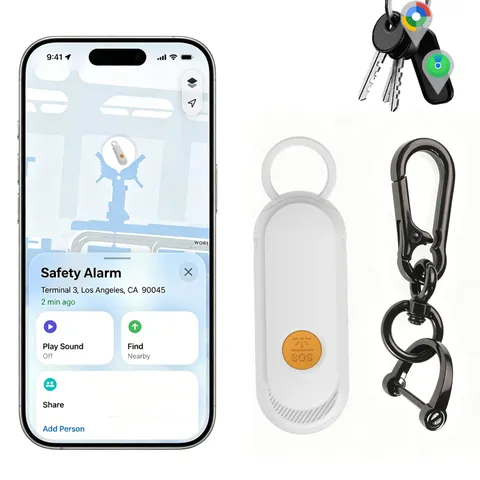 Personal Safety Alarm, GPS Tracker Keychain with Apple Find My & Google Find ...