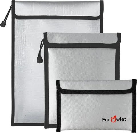 Fireproof Waterproof Document Bag – 3 Pack Fire and Water Resistant Zipper Stora