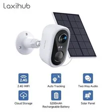 Laxihub Solar Outdoor Security Camera, Wireless WiFi, 3MP 2K UHD, Color Night