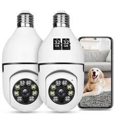 Light Bulb Security Camera 1080P Wireless WiFi Outdoor Home IP Camera E27 360...