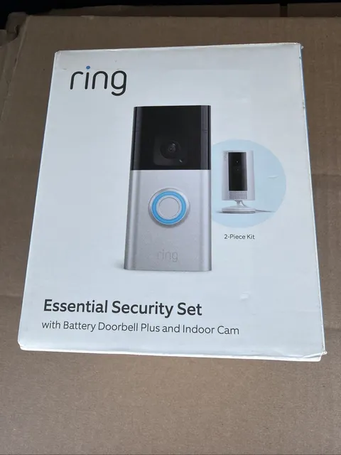 2pc Ring Essential Security Set with Battery Doorbell Plus and Indoor Camera
