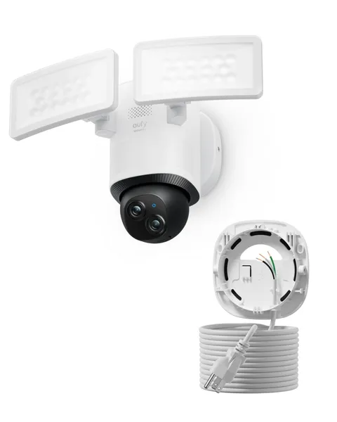 eufy Floodlight Camera E340(with AC Cable),Security Outdoor, White