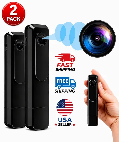 1080P Mini Body Cam Portable Wearable Clip Pocket Cam Video Recorder DVR 2 PACK