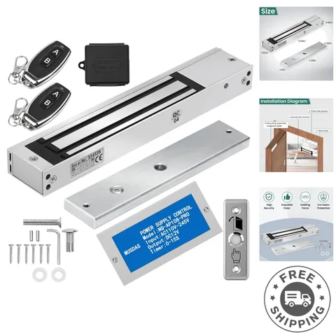 Heavy-Duty 600lb Electromagnetic Door Lock Kit with Two Remotes & Easy Install