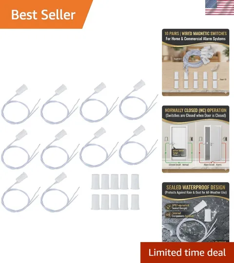 Recessed Wired Door Window Sensor 15-20mm N.C. 10 Pairs for Home Security White