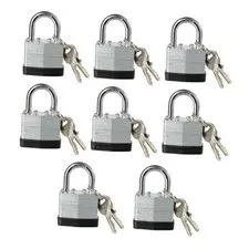 Lock, Laminated Steel Keyed Padlock, Keyed Alike Locks, Normal Pack of 8