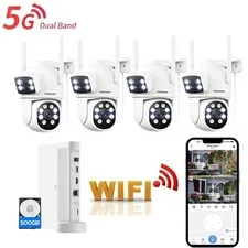 4MP Wireless Security Camera System Outdoor Wifi Dual Lens Security Cameras Home