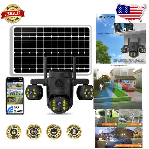 Triple Lens Outdoor Camera | 1296p Solar Wireless Security | Color Night Visi...