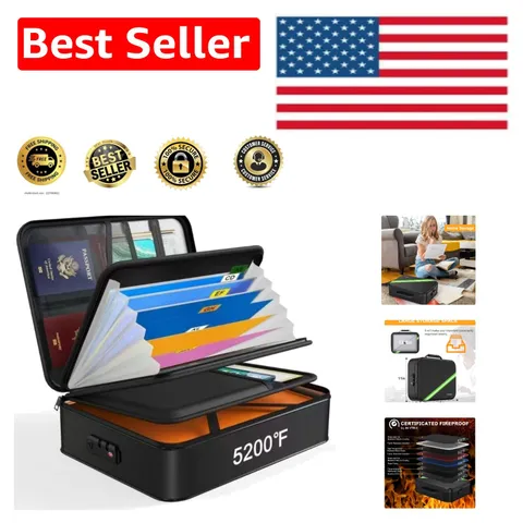 Fireproof Document Organizer - 5200℉ Heat Resistant & 18 Compartment Storage Box