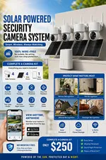 Solar/Battery Wireless Wi-Fi 4-Cam Security System w/ Base Station White