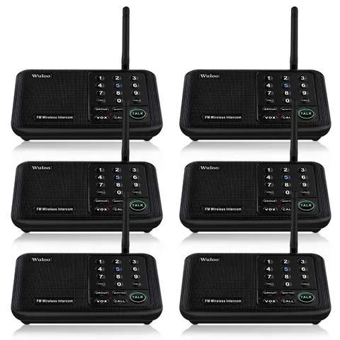 6 Pack Intercoms Wireless 5280 Feet Range 10 Channel 3 Code for Home/Office