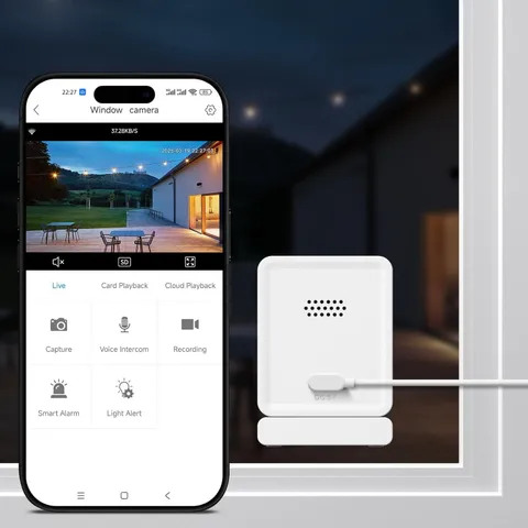 Window Camera, 3MP 2K Home Security Camera for Indoor Glass Monitoring, 2.4Ghz &