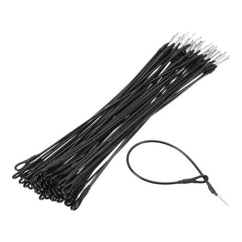 50Pcs Security Tags Lanyards Wire Loop (8", Black), Steel Wire Cable Loop