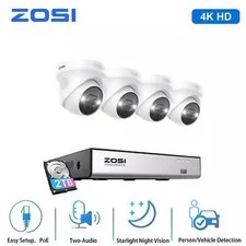 ZOSI 16CH 4K PoE  Security Camera System Home Two-Way Audio AI Night Vision 2TB