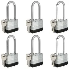 Keyed Alike Padlocks, Laminated Heavy Duty Padlocks Keyed Alike Set of 6, Key...