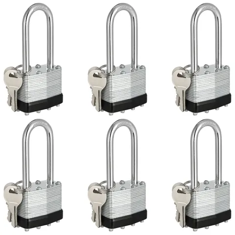 Keyed Alike Padlocks, Laminated Heavy Duty Padlocks Keyed Alike Set of 6, Key...