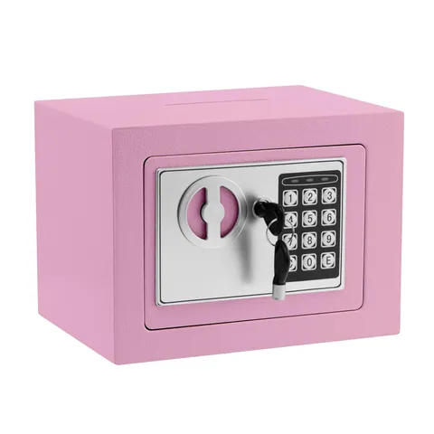 Pink Mini Security Lock Box with Digital Keypad and Keys for Jewelry, Gun, Ca...