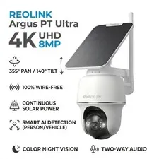 Reolink Argus PT Ultra 4K UHD 8MP Outdoor Security Camera 360 View Tilt Solar