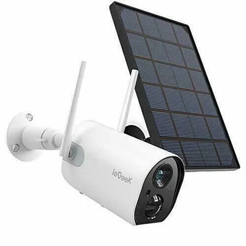 Wireless Outdoor Security Camera, WiFi Solar Rechargeable Battery Power IP   