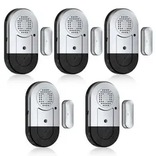 Sanjie Door Window Alarm Sensors, 5 Pack, 125dB, Volume Control silver