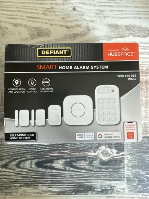 Defiant Smart Home Alarm System Wi-Fi Voice Self Monitored 5-Piece White NEW